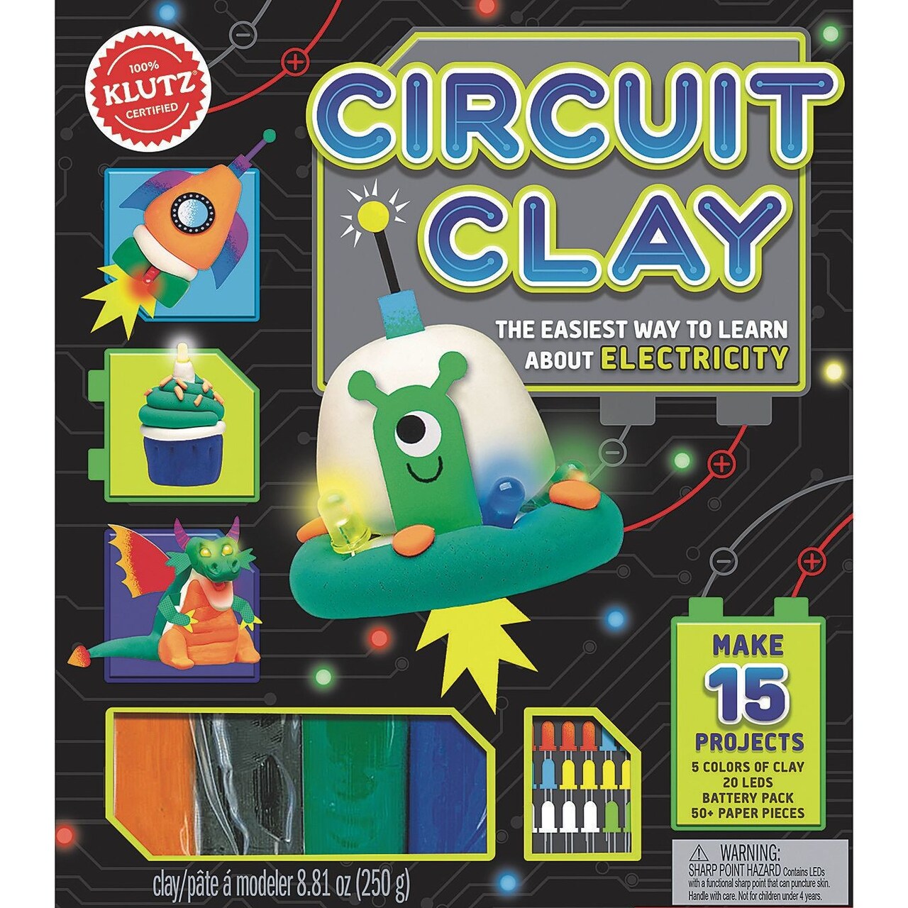 Klutz® Circuit Clay STEAM Activity Set. For Teaching Kids to Build Electrical Circuits. Includes Instructions and Colored Images. Makes a Great Addition to STEM, STEAM, and Makerspace Programs.